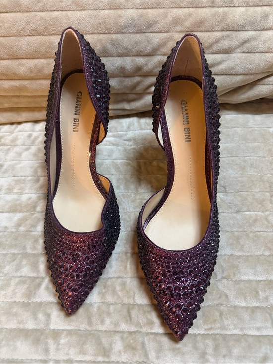 Gianni Bini Shoes - Gianni Bini Plum Crystal-Studded Pointed Pumps